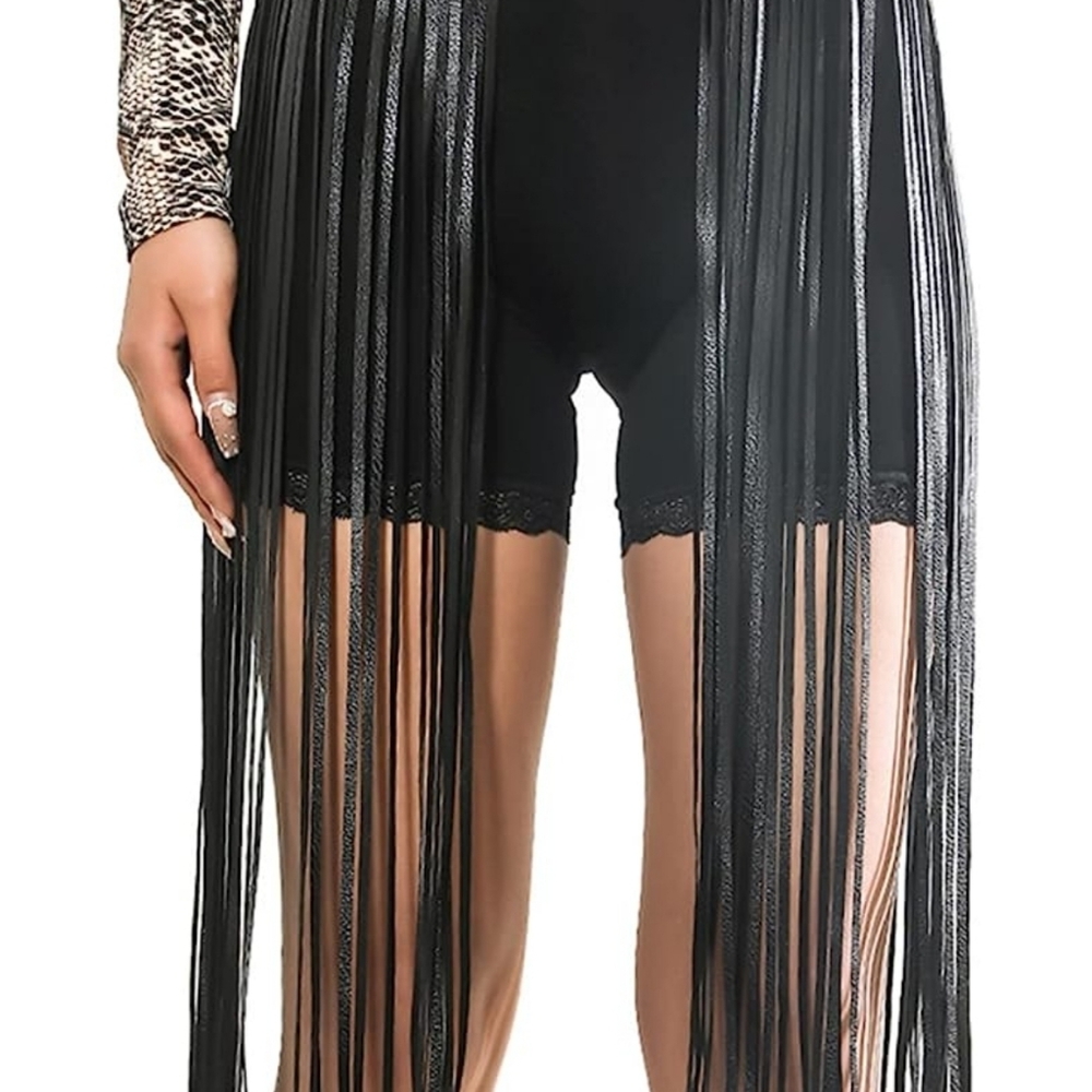 Studded Tassel Fringe Skirt Belt